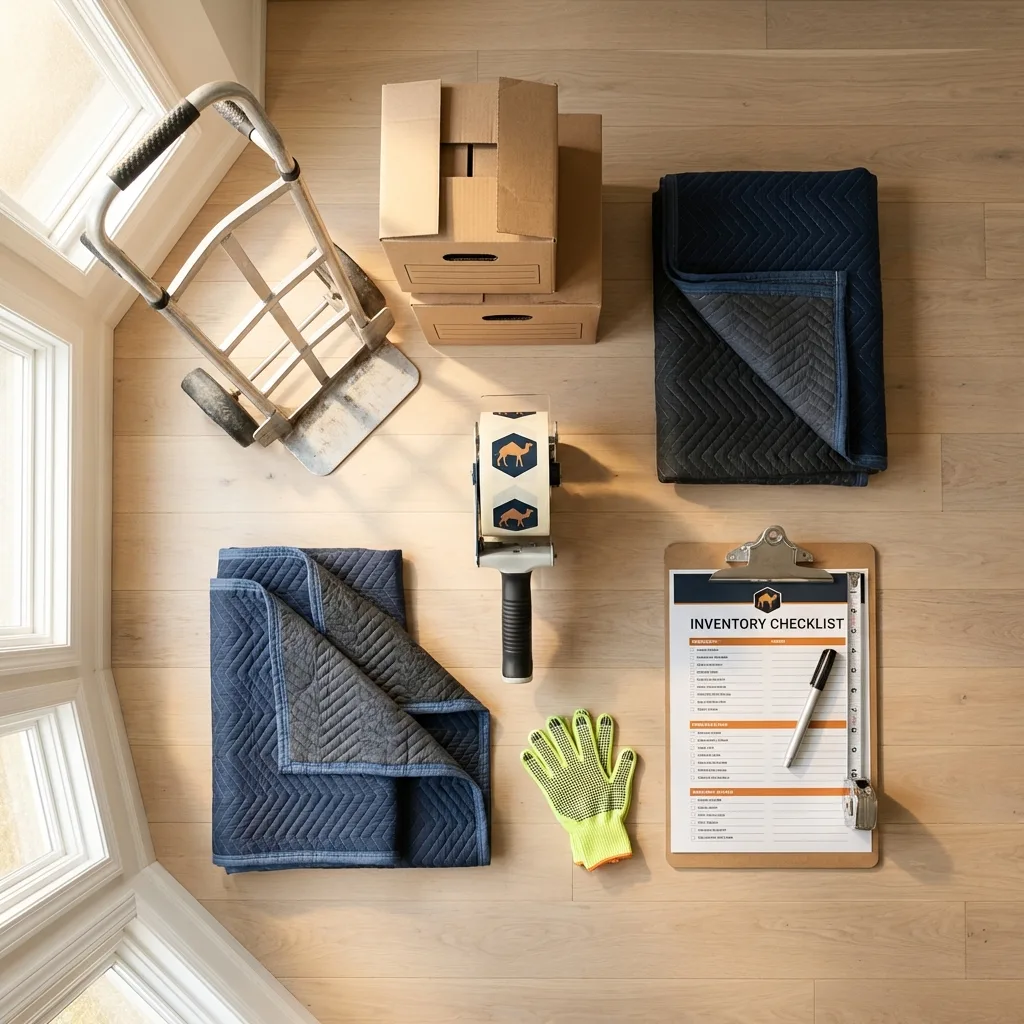 Professional moving supplies and packing materials layout for Shattuck residential relocations